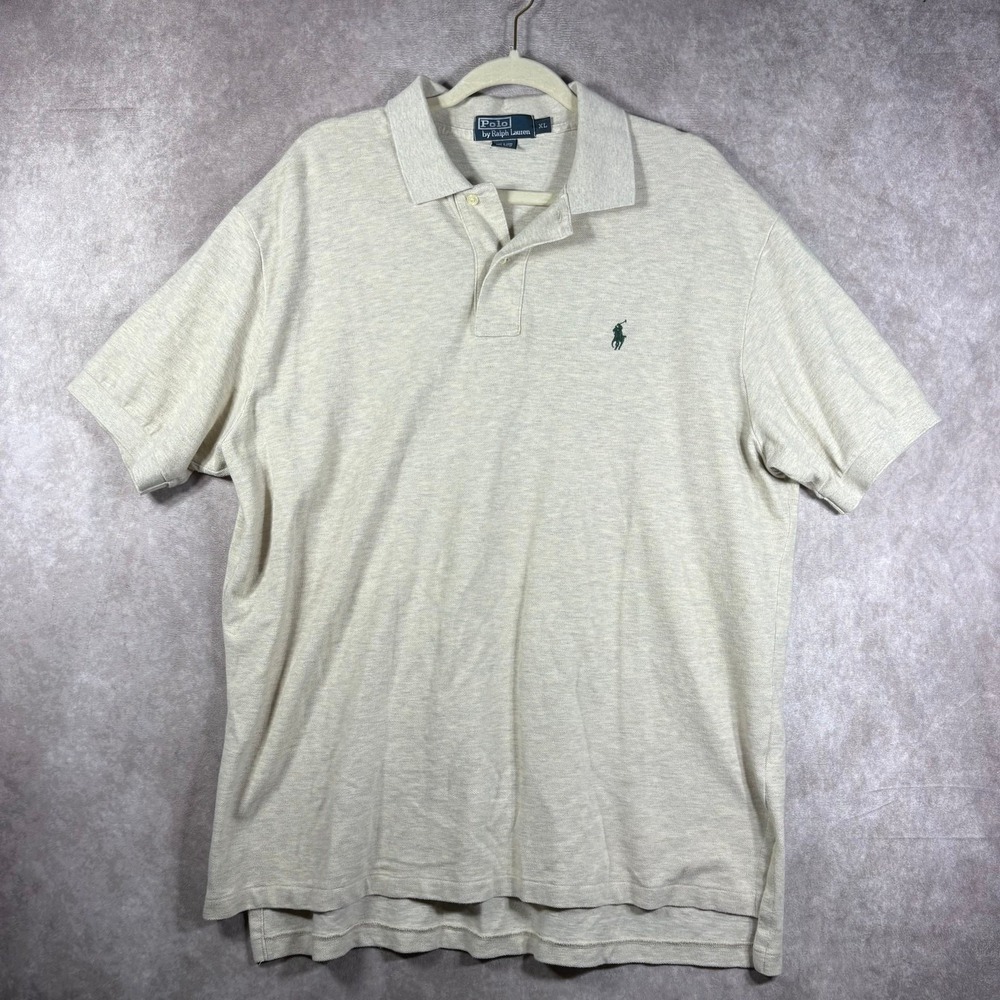 Polo Ralph Lauren Polo Shirt Mens Size XL Beige Short Sleeve Casual Preppy